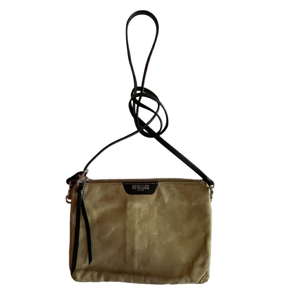 MZ Wallace Expandable Suede Leather Crossbody Tan & Black Bag